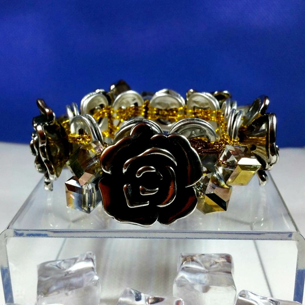 Black Dahlia Soda Pop Tabs Crystal Bracelet - Gold